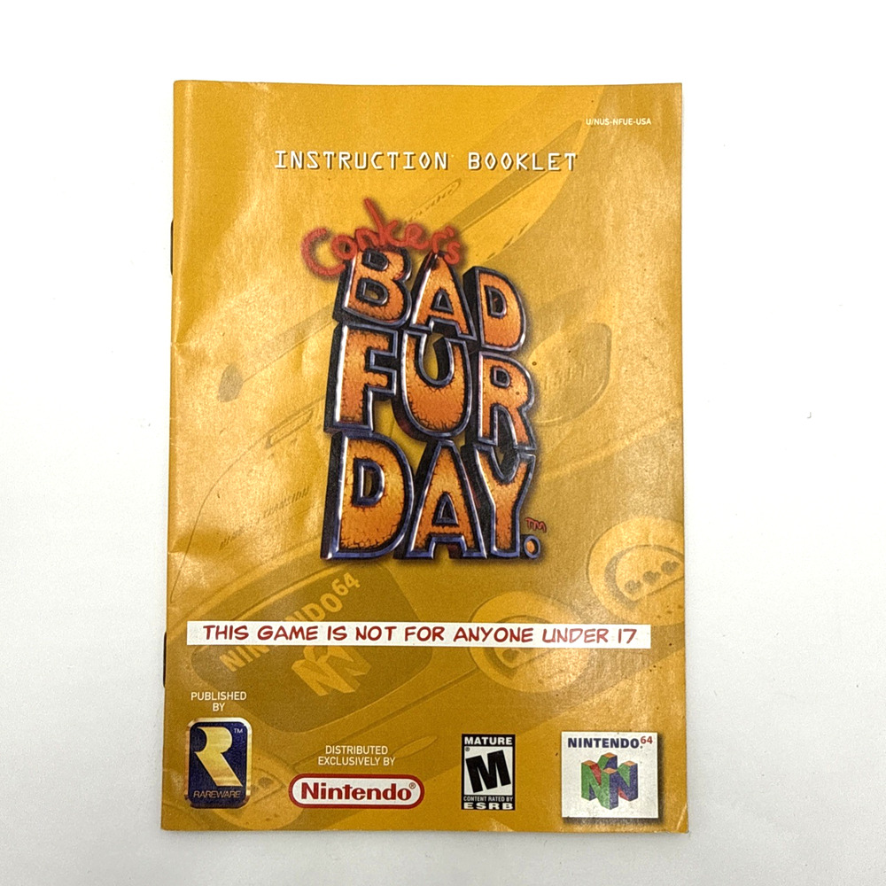 Conkers Bad Fur Day Nintendo 64 N64 Authentic Manual Only